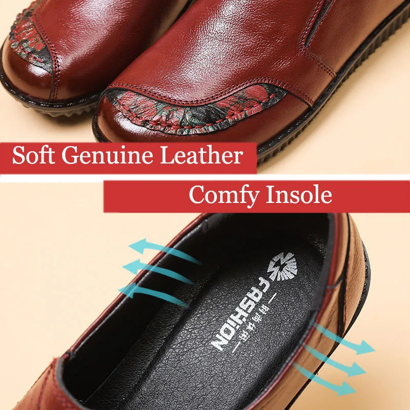 24hours shipping genuine leather ballet flats women's moccasins top quality loafers mom slip on vintage flats woman ladies shoes