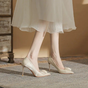 French Heels Bridal Shoes Flower Wedding Shoes High Heels Single Shoes high heels