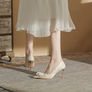French Heels Bridal Shoes Flower Wedding Shoes High Heels Single Shoes high heels