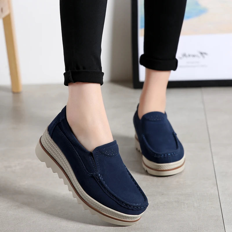 New Spring Women casual Shoes woman Platform Slip On Flats Sneakers women Suede Ladies Loafers Moccasins Shoes Woman tenis