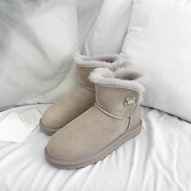 New Arrival 2022 Natural Fur 100% Genuine Sheepskin Snow Boots Shoes Women Wool Women Winter Snow Boots Brand Boots Women Shoes