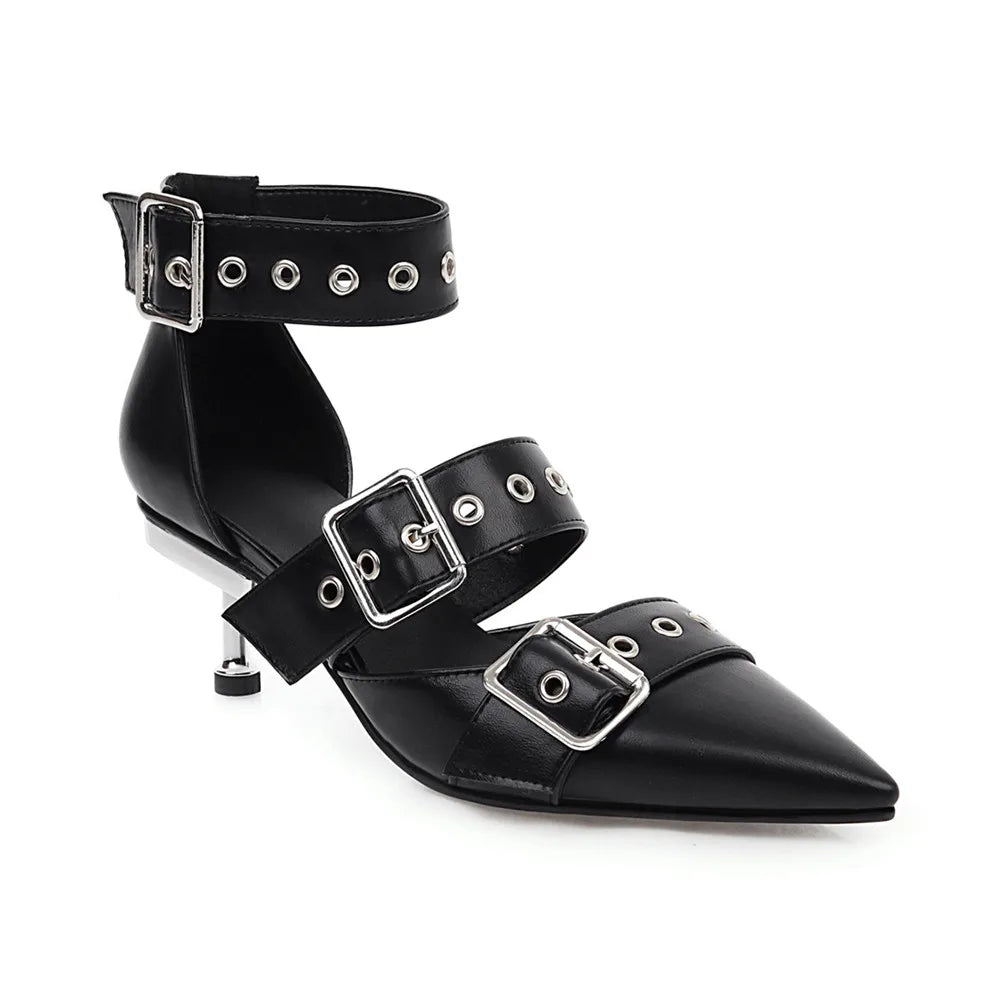 2024 Spring New Women Gladiator Pump Thin High Heels Pointed Toe Ankle Strap Buckle Party Ladies Sandals Shoes Zapatos Mujer