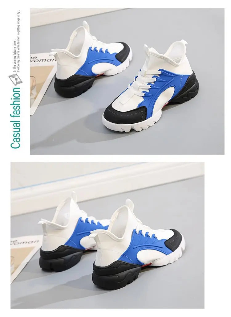 3New Women's Color Matching and Printing High Platform Platform Shoes Casual Sneakers Women