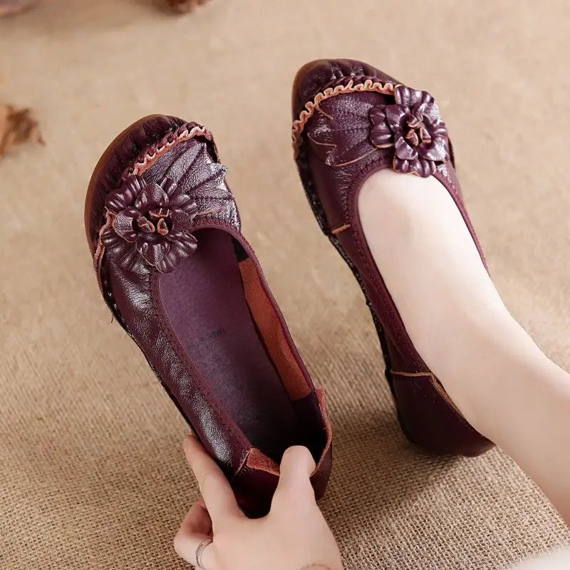 Women Genuine Leather Shoes Female Brand High Quality Comfort Flats Mom Casual Summer Shoes 2023 Fashion Oxford Flats