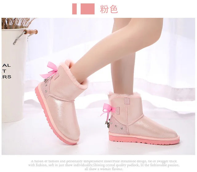 Fashion 2022 Natural Wool Shoes Women Real Sheepskin Women's Winter Woman Snow Boots Genuine Sheepskin Women Boots Women Shoes