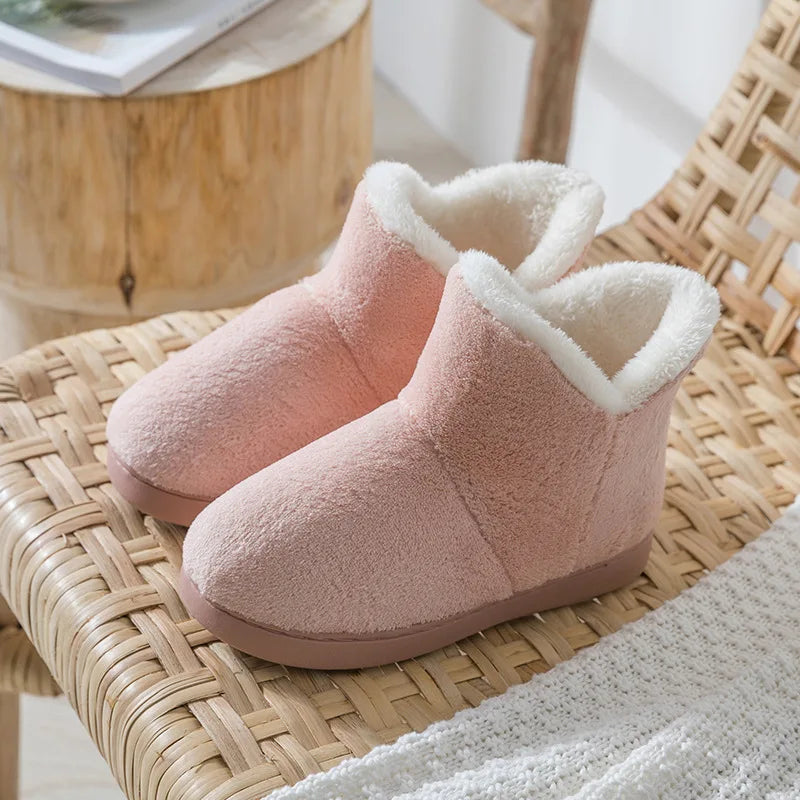 Women Winter Slippers Warm Plush Slip-on Couples Home Floor Shoes Anti-slip Comfortable Flats Female Soft Faux Fur Boots