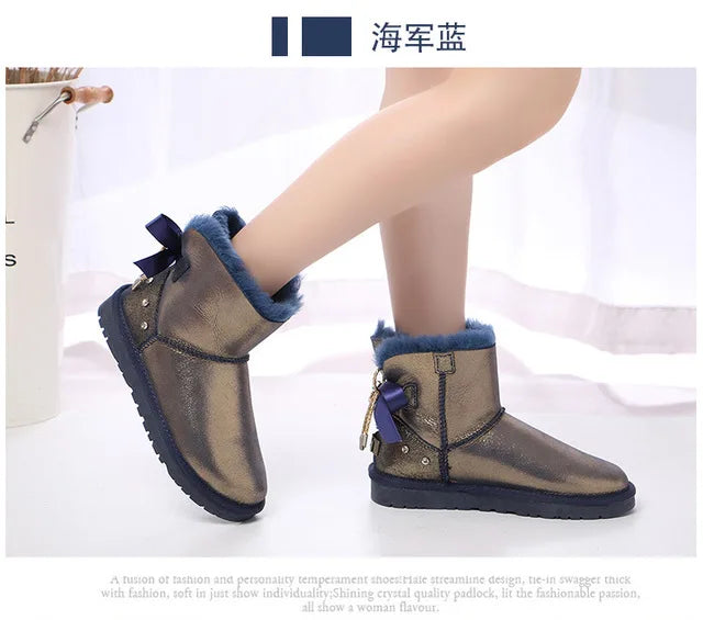 Fashion 2022 Natural Wool Shoes Women Real Sheepskin Women's Winter Woman Snow Boots Genuine Sheepskin Women Boots Women Shoes