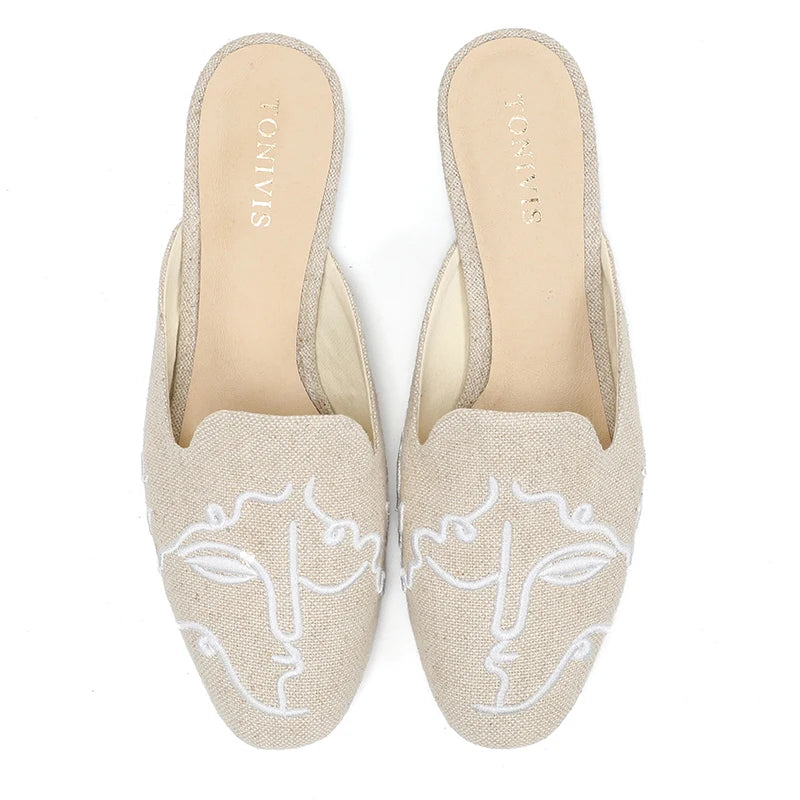 2021 Terlik Slides Hemp Rubber Spring/autumn Canvas Zapatos De Mujer Unicornio Mules Slippers For House Dearfoam Girls