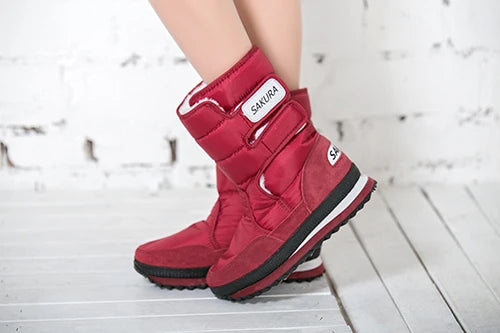 Brand Fashion Warm winter Snow boots Women 2024 Purle snowboots flats botines nieve mujer White Red Black Yellow botas mujer