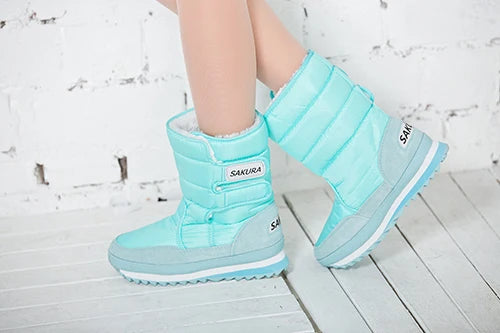 Brand Fashion Warm winter Snow boots Women 2024 Purle snowboots flats botines nieve mujer White Red Black Yellow botas mujer