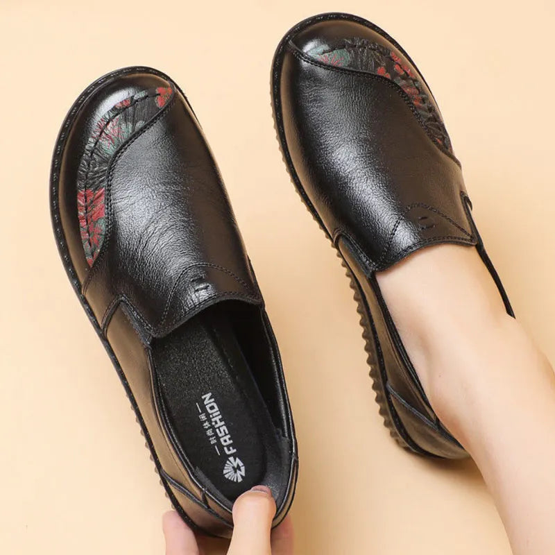 24hours shipping genuine leather ballet flats women's moccasins top quality loafers mom slip on vintage flats woman ladies shoes