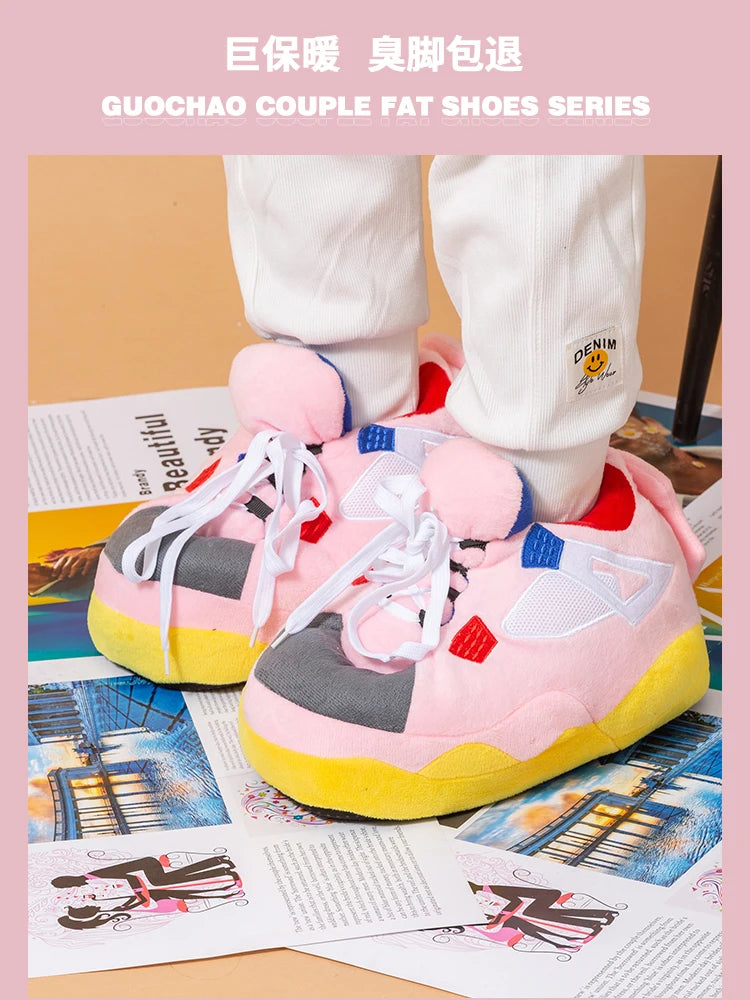 Unisex Winter Warm Home Slippers Women/Men One Size Sneakers Lady Indoor Cotton Shoes Woman House Floor Sliders Ladies Slippers