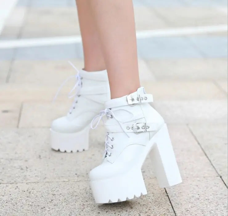 2025 Autumn new 14 cm thick with super high heel boots sexy nightclub catwalk short boots casual knight boots
