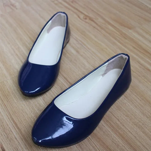 Candy Color Loafers Summer Ladies Flat Shoes Patent Leather Women Flats Comfortable Slip On Shoes Woman Plus Size EU42 WSH2215
