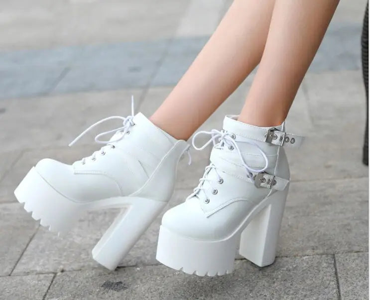 2025 Autumn new 14 cm thick with super high heel boots sexy nightclub catwalk short boots casual knight boots