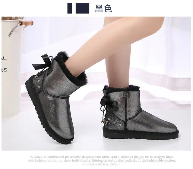 Fashion 2022 Natural Wool Shoes Women Real Sheepskin Women's Winter Woman Snow Boots Genuine Sheepskin Women Boots Women Shoes