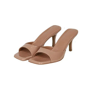 High-heeled sandal slippers-New British style women's slippers high heels