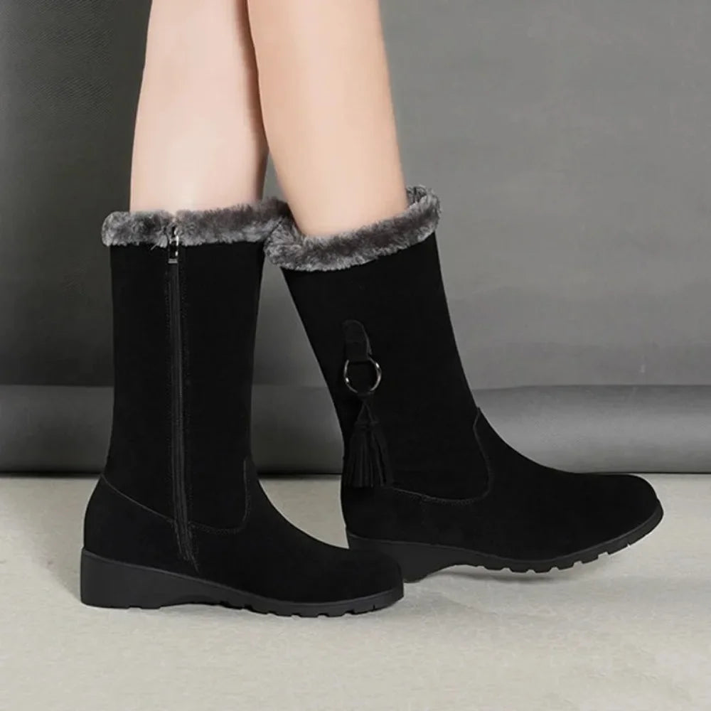 Women Snow Boots Winter Female Boots Thick Plush Zipper Non-slip Thigh High Boots Fashion Warm Fur Woman Winter Shoes Size 35-41