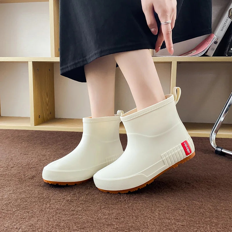 Winter Damen Warme Regenschuhe Gummistiefel Damen Warme Galoschen mit Fell Knöchel Regenstiefel Wasserdicht Garten Wasserstiefel Schuhe