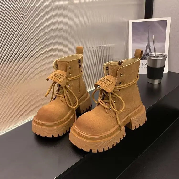 Med Heel Boots Women's Rubber Shoes Rain Flock PU Sewing Hoof Women's Rubber Boots Rain Med PU Flock Sewing Hoof