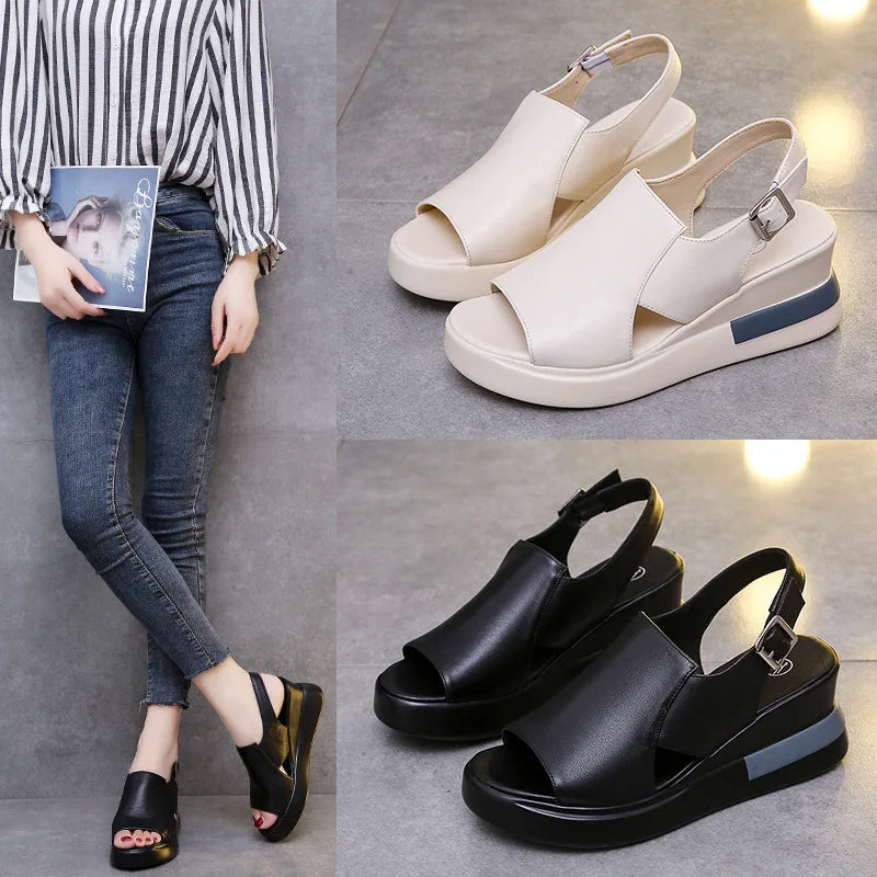 Comfortable Fashion Muffin Thick Bottom Slope Heel Women's Sandals Back Empty Snap Sandals Large Size Light Sandals 2023