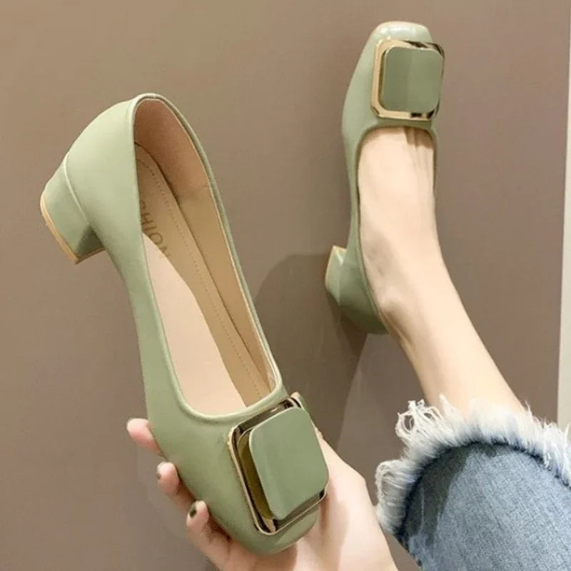 Women Ballerinas Square Toe Slip on Ballet Low Heel 2024 Women Loafers Leather Ladies Casual Women Shoes