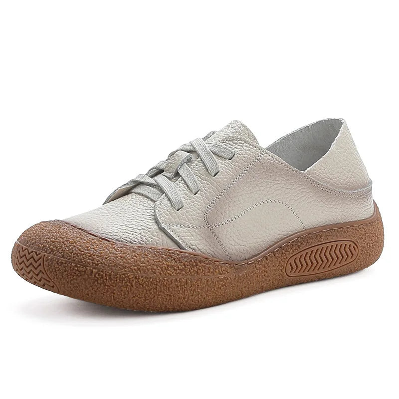 Baskets rétro Oxford pour femmes, chaussures en cuir de vache pour femmes 2025, chaussures de sport vintage à lacets en cuir, mocassins plats souples