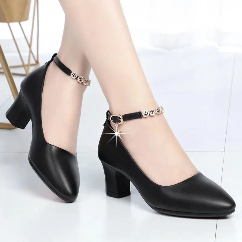 Cresfimix Women Cute Round Toe Black Patent Leather Height Increased Heel Shoes Lady Casual Street Spring Autumn Heel Shoes A818