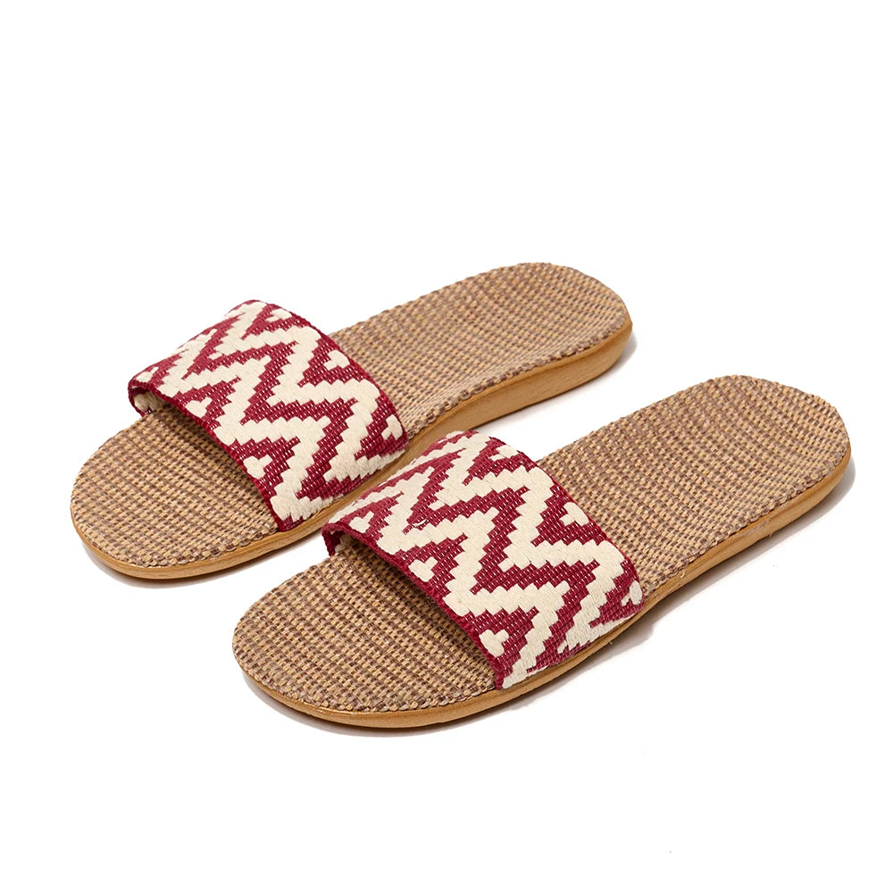 Summer Flax Slippers Women Women Casual Linen Slides Multi-Style Non-Slip EVA Home Flip Flops Indoor Beach Shoes Female Sandals