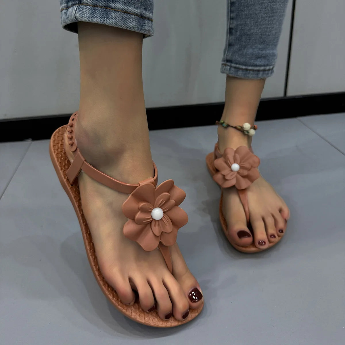 Women Sandals 2024 Summer Flat Shoes Female Bohemian Flip Flops Ladies Vacation Beach Sandales Girls Street Footwear