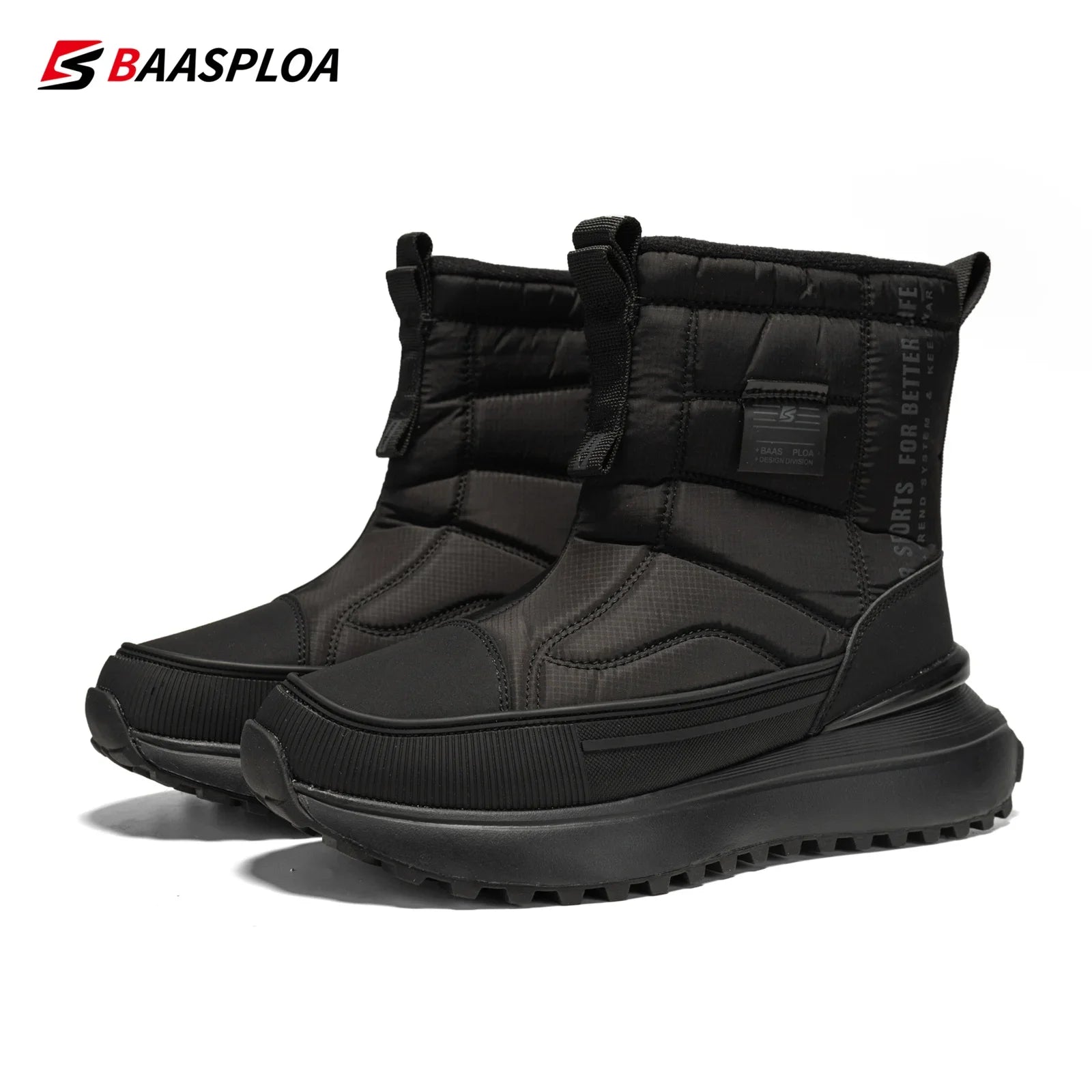 Baasploa Women Snow Boots Leather Waterproof Ankle Boots for Women Plush Warm Casual Shoes Comfort Walking Non-Slip Lace-Up