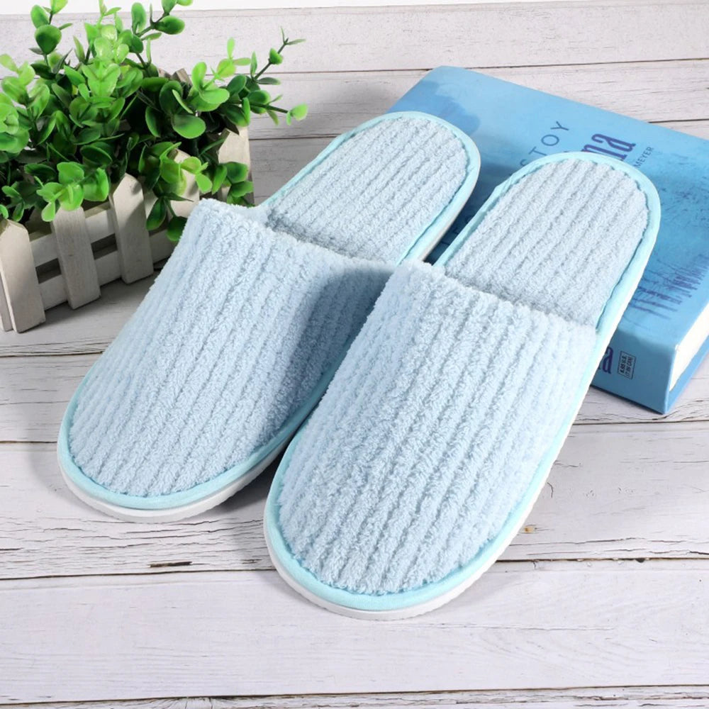 Coral Fleece Cheap Hotel Slippers Travel SPA Slipper Non-slip Soft Home Guest Shoes All-inclusive Slippers Solid Color Slippers