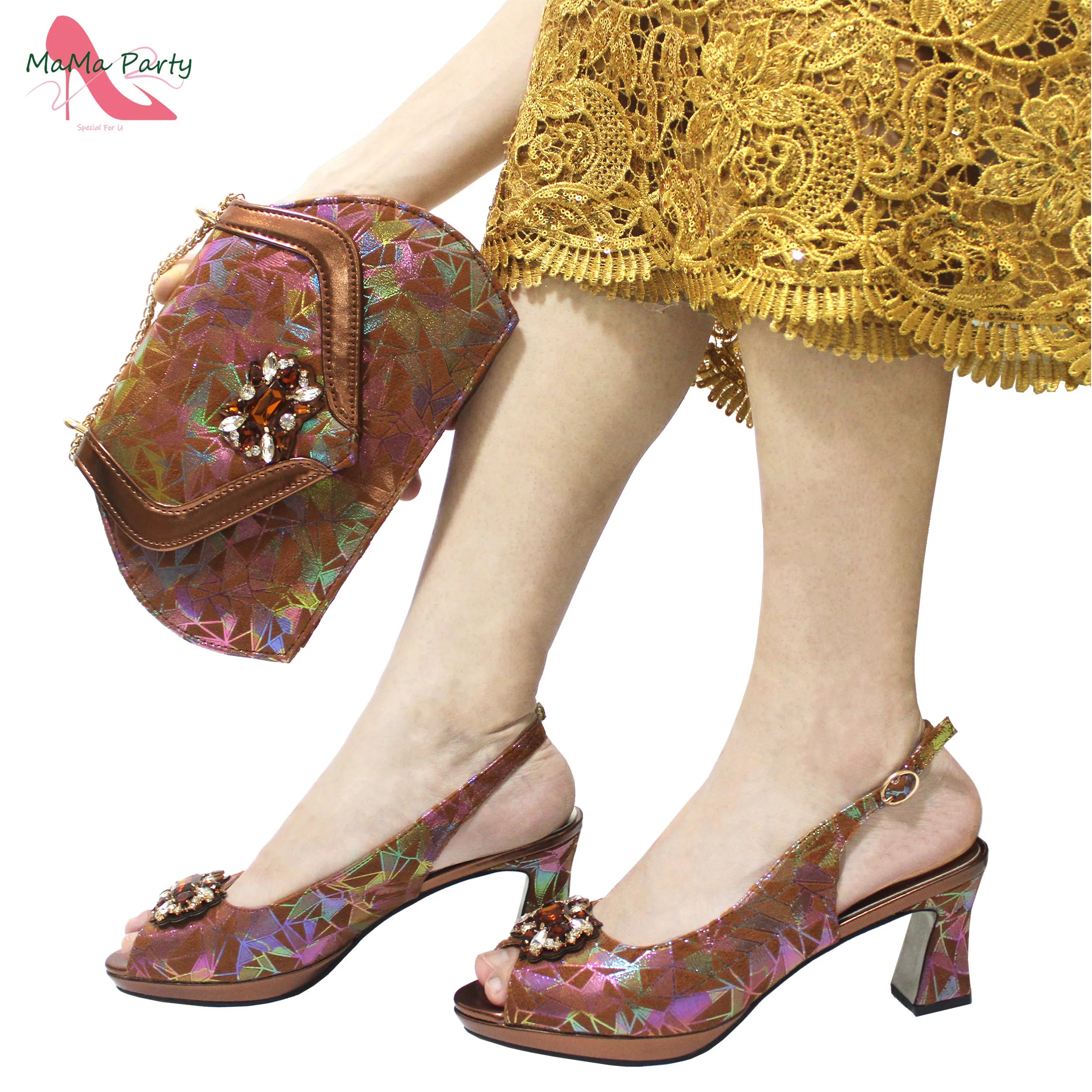 African Shoes and Bag Set, Match with Platform for Dress, High Quality, Royal Blue Color, New Arrivals, 2024