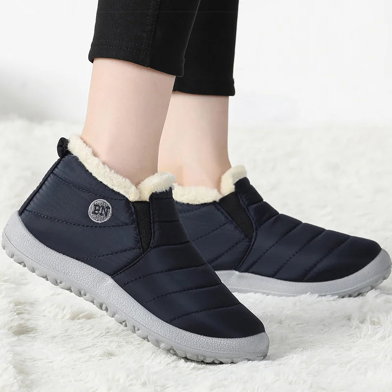 Women Boots Women's Winter Boots For Snow Botas Mujer Slip On Ankle Boots With Fur Winter Shoes Women Keep Warm Short Boot Black