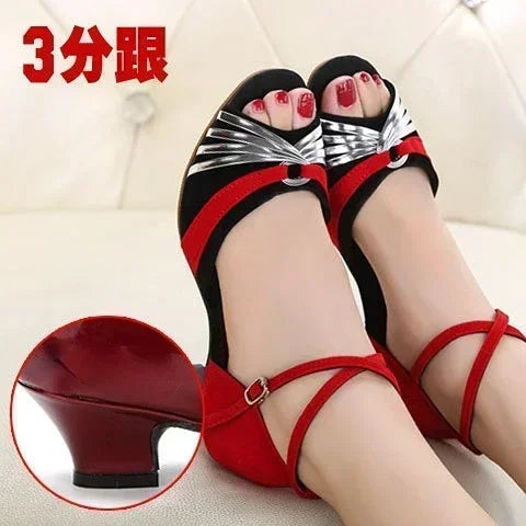 Latin Dance Shoes Women Tango Salsa Ballroom Ladies Wedding Shoes Mid Heel Heel Dance Shoe Jazz Dancing Shoes