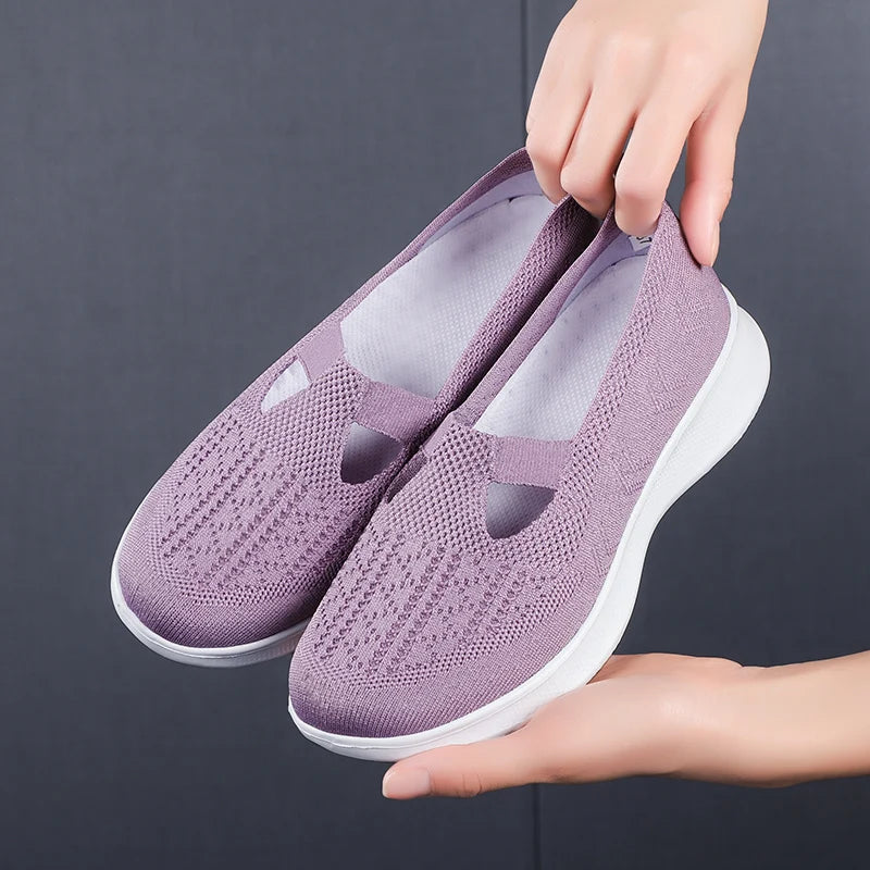 Summer Comfort Casual Women's Shoes Fashion Soft Sole Breathable Hollow Out Flat Shoes for Women Outdoor Tennis Zapatos De Mujer