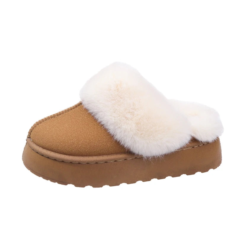 Women Wear Mueller Shoes Rabbit Fur Slippers Autumn Winter Warm Super Hot Lazy Home Shoes Flat Bottom Toe-covered Half Slippers