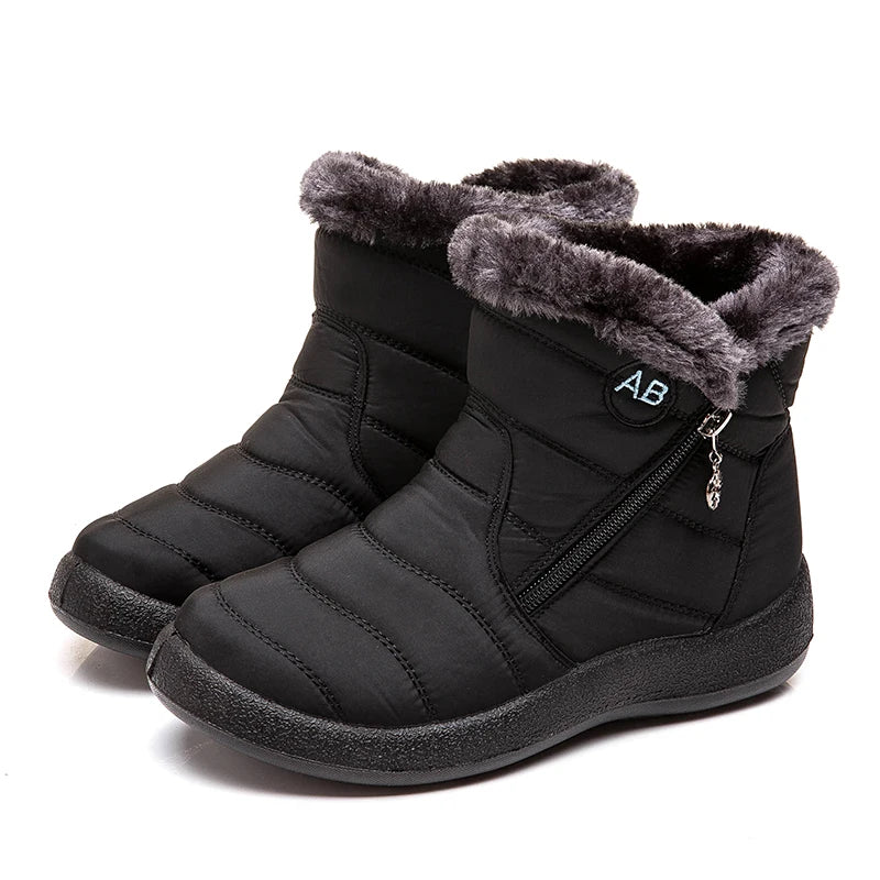 Women's Boots Fur Ankle Boots For Women Waterproof Snow Boots Winter Shoes Botas Mujer Black Short Boot Elegant Booties Women