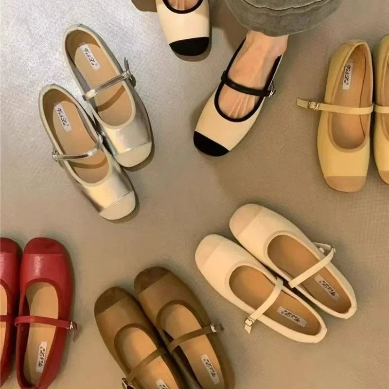 Designer Silvery Women Ballet Flats Fashion Ladies Casual Soft Sole Flats Spring Women's Comfort Shallow Ballerina Shoes