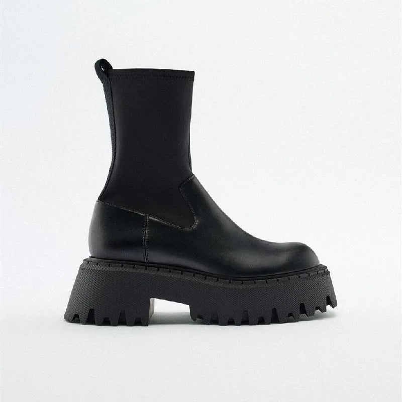 Brand Woman Chelsea Boots Fashion Platform Black Shoes 2023 Autumn Winter Punk Gothic Luxury Designer Chunky Footwear