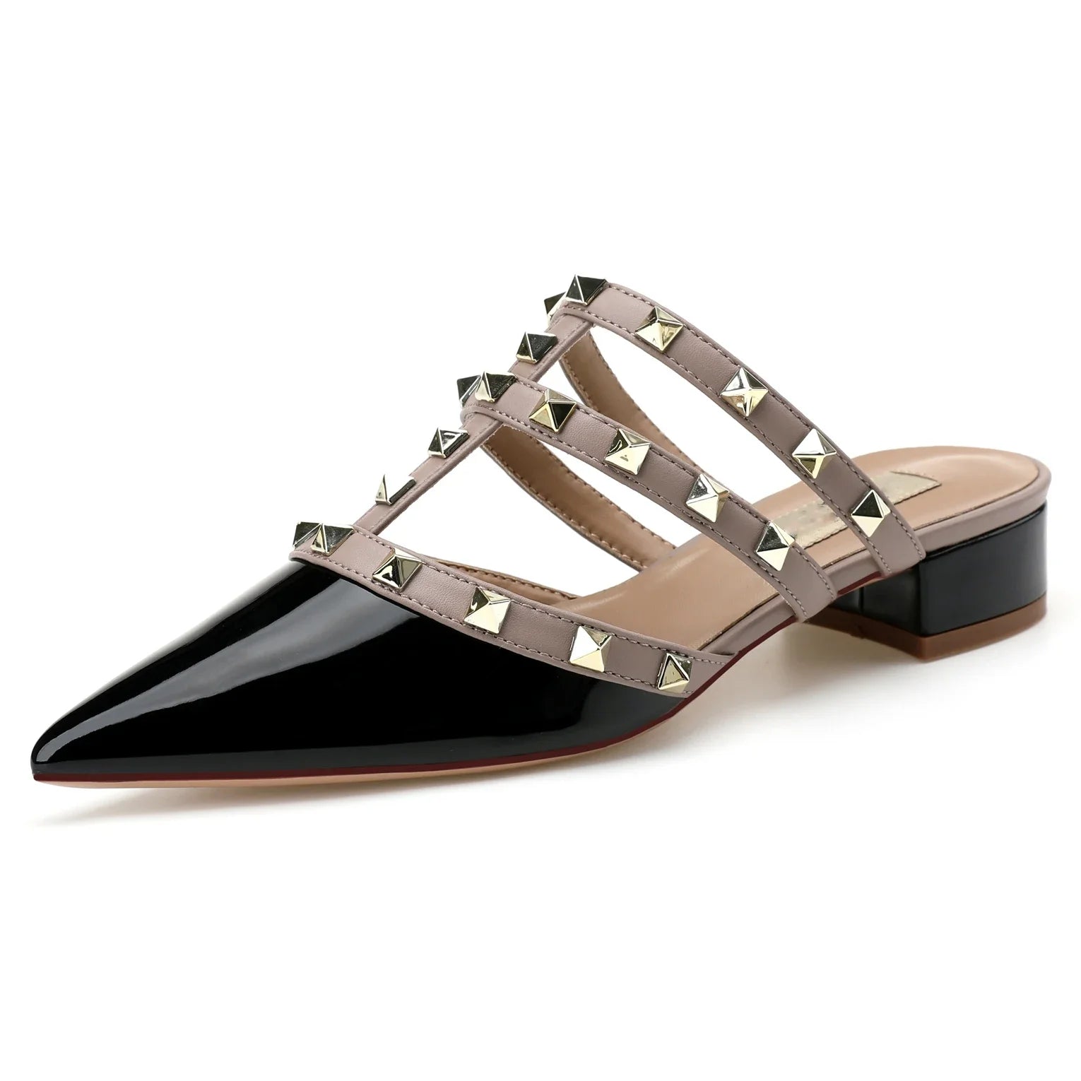 【Measure your feet length before order】Gladiator Women Thick High Heel Sandal Rivet Pointy Toe Fashion Prom Dress Shoe 68-CHC-33