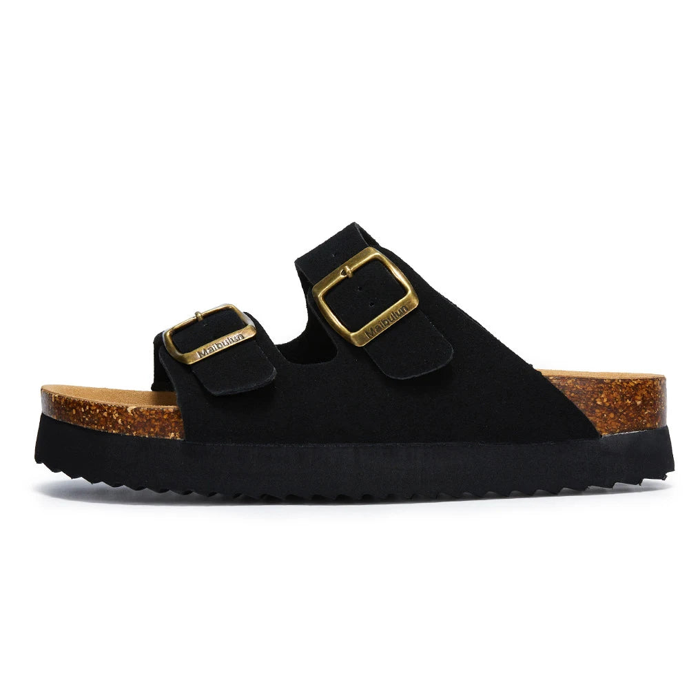 Slippers Woman Double Buckle Casual 4cm Thick Bottom Classic Brand Women Slippers