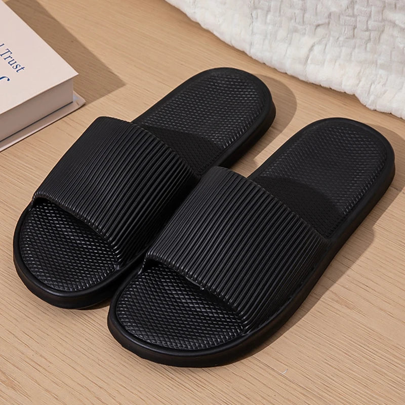 Lightweight Non-Slip Bathroom Home Slippers Women 2024 Summer Soft Eva Platform Slides Shoes Woman Couples Flat Flip Flops Mujer