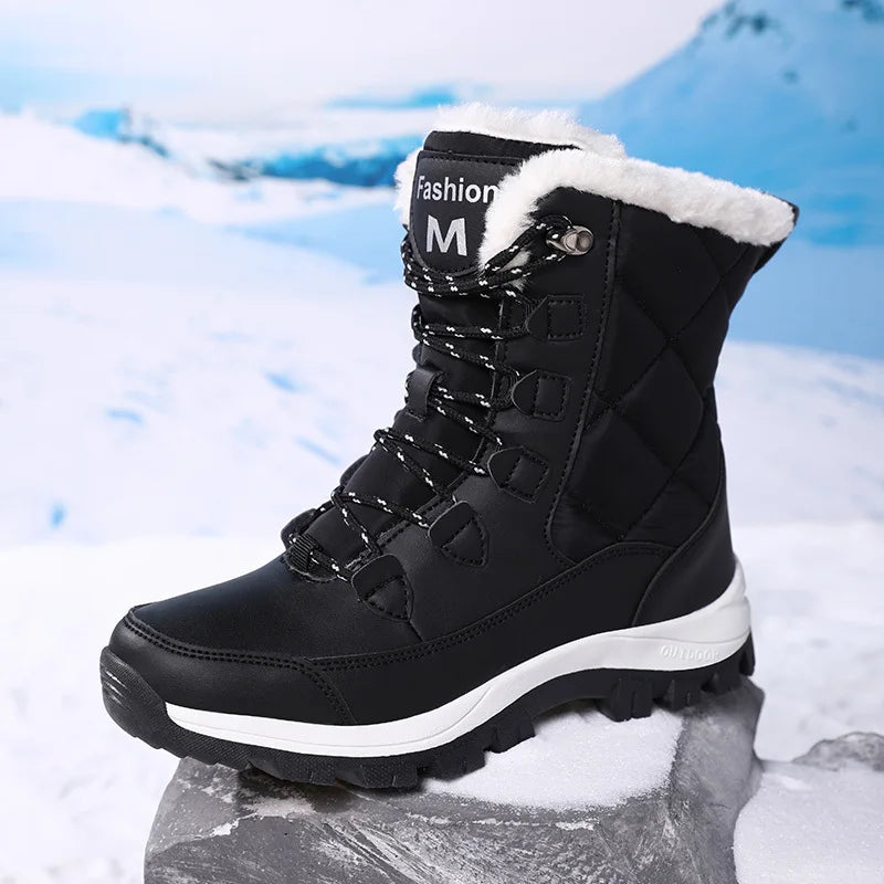 Winter Women's Snow Boots High Top Plus Velvet Women's Cotton Shoes Outdoor Warm Casual Shoes Comfortable Non-slip Hiking Boots