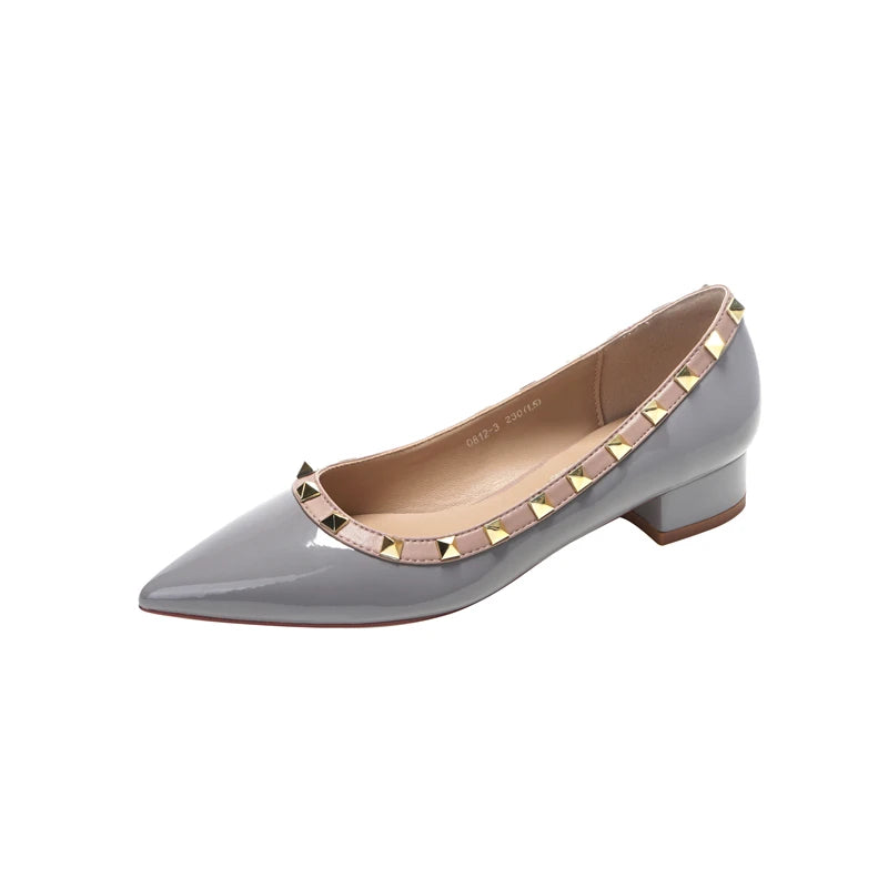 Popular Classic Black Patent Leather Rivet Flat Women Shoes Loafers Ballet Shoes White Mary Jane Pumps Walking Driving