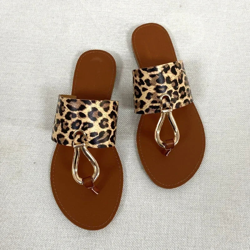 Women Leather Summer Sandals Shoes Retro design Thin Straps Open Toe Beach Slides Flat with Plus Size 41 Female Footwear