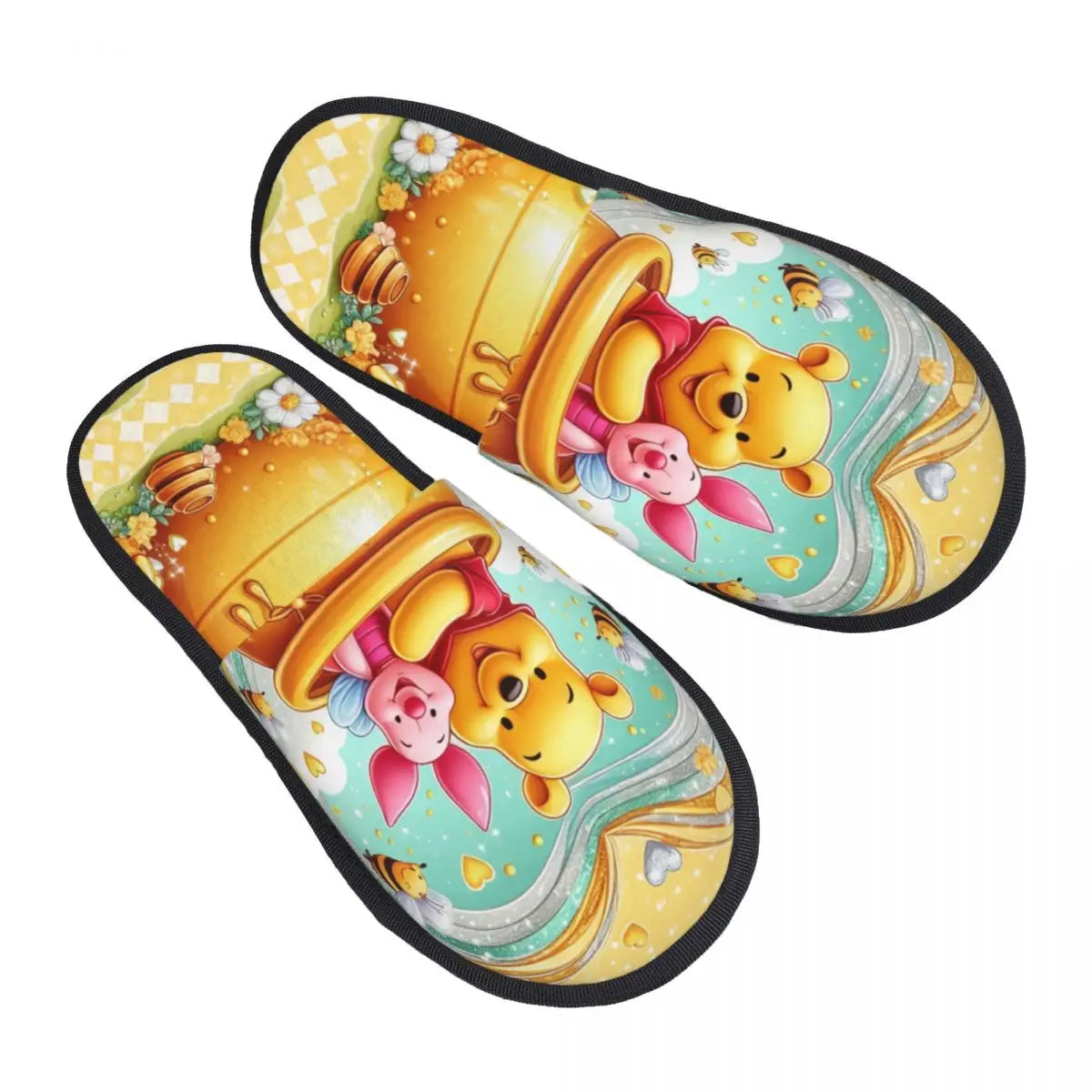 Custom Winnie The Pooh Memory Foam Slippers Women Comfy Warm Cartoon Bear House Slippers