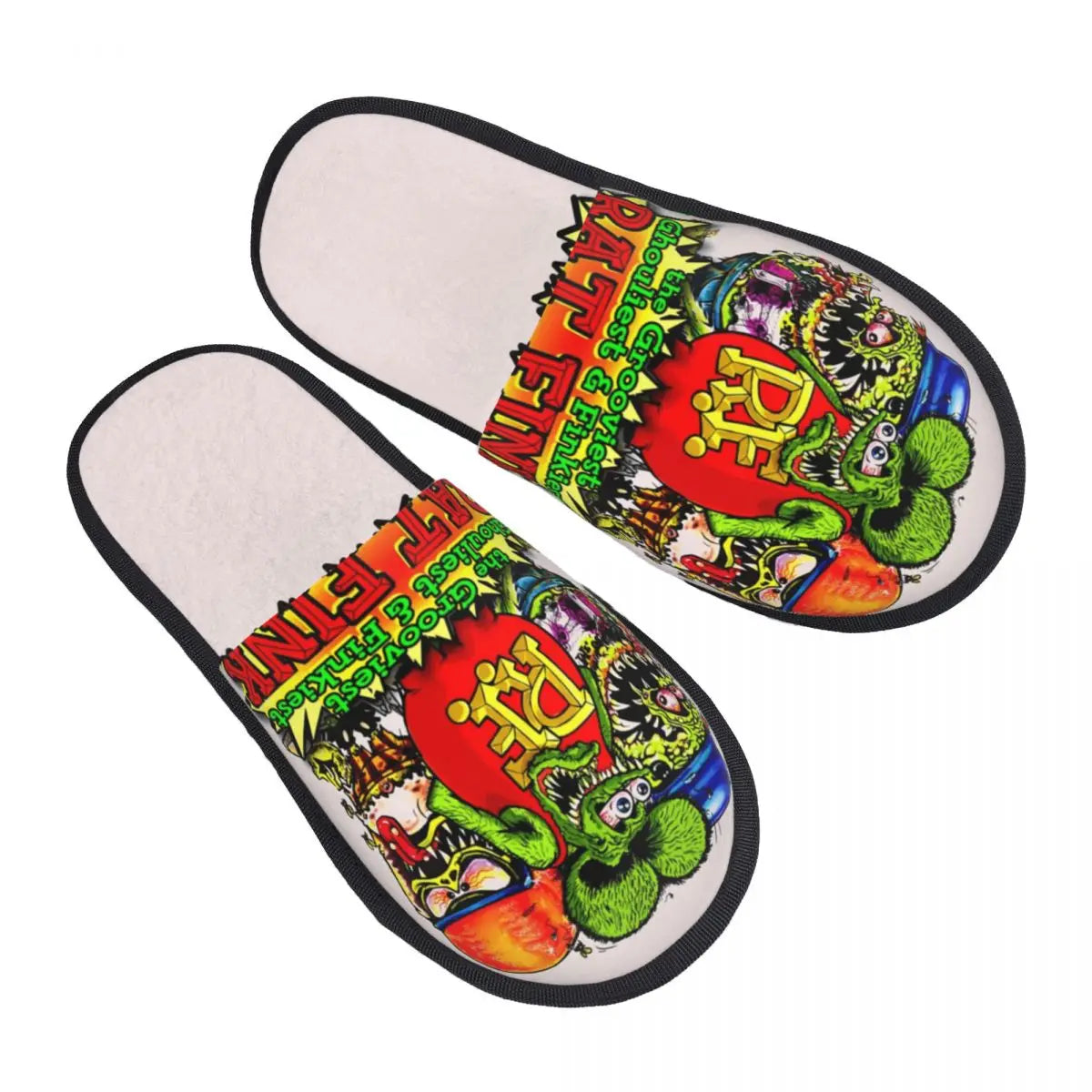 Chaussons Animés Rat Fink Personnalisés Anime Dessin Animé pour Femmes, Chaussons d'Hôtel Confortables en Mousse à Mémoire, À Enfiler