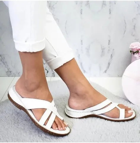 New Women Wedge Sandals Casual Flat Shoes Female PU Casual Summer Shoes for Women Flip Flop Flats Ladies Beach Slipper Sandal
