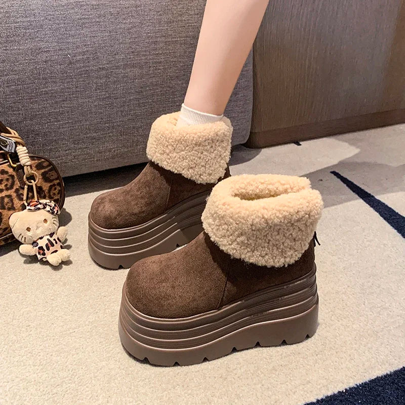 Ankle Flat with Modern Boots Round Toe Super High Heel Winter Ladies Shoes 2024 Hot Sale Solid Sewing Concise Women's Boots